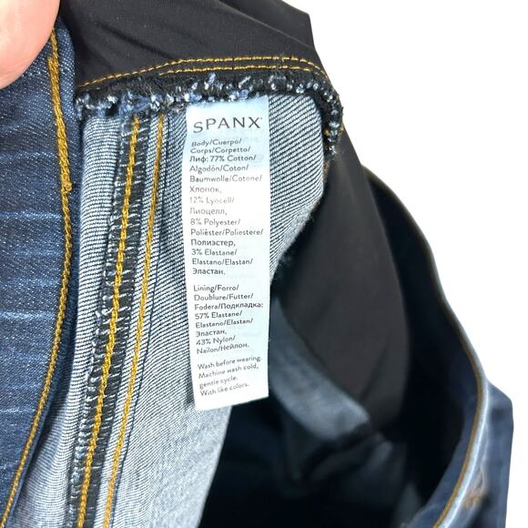 Spanx Size XL Distressed Ankle Skinny Jean Medium Wash High Rise Pull On Blue - Picture 8 of 10